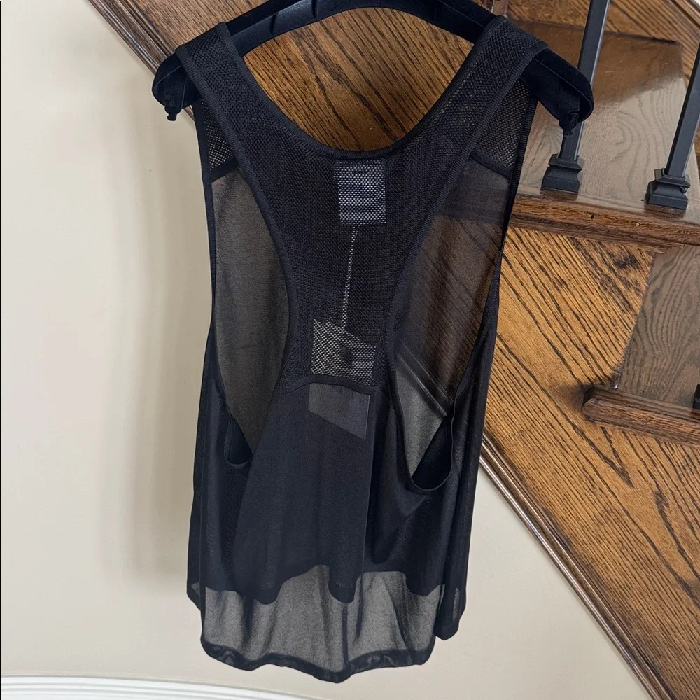 Chanel 19p black mesh tank top sheer top sz large L $1500
